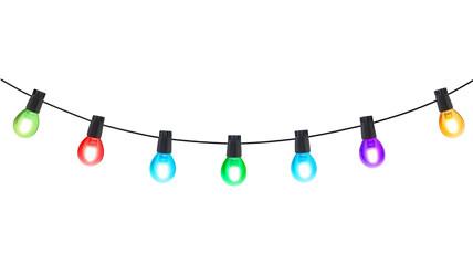Wall Mural - christmas lights isolated on transparent background.