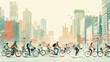© Niphaphan - Illustration of cyclists riding bicycles along city roads, capturing the diversity and vibrancy of urban transportation and leisure activities