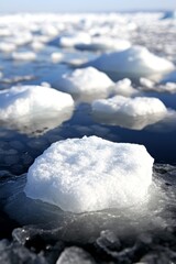 Poster - A large pile of ice floating on top of a body of water