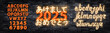 © comicsans - Vector neon sign of Happy 2025 New Year in Japanese language with alphabet font isolated on wall background.