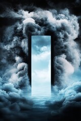 Wall Mural - An open door in the middle of a cloudy sky