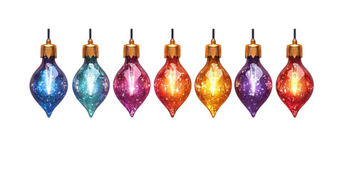 Wall Mural - set of christmas light decoration isolated on transparent background, png elements collection.