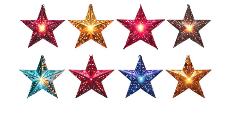 Wall Mural - set of christmas light decoration isolated on transparent background, png elements collection.