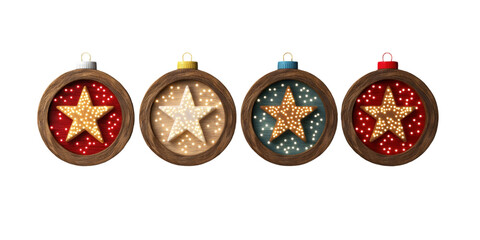 Wall Mural - set of christmas light decoration isolated on transparent background, png elements collection.