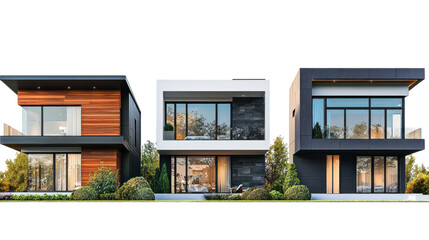 Wall Mural - set of modern house isolated on transparent background, png elements collection.