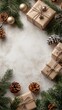 © ArtCookStudio - Beautifully wrapped gifts with pine branches and decorations arranged for the holiday celebration