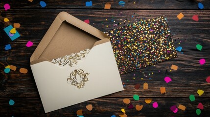 Elegant Invitation with Colorful Confetti and Glitter