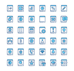 Wall Mural - tablet icons. outline symbols. vector blue line icons set