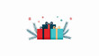 © Supranee - Colorful holiday gifts surrounded by festive decorations on a white background.