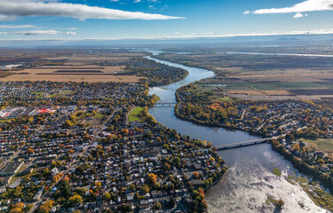 Wall Mural - aerial view of laval and terrebonne in quebec, canada