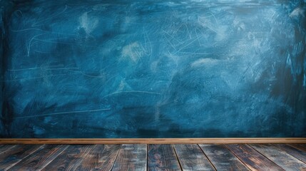 Wall Mural - Blue backdrop with chalkboard texture and photo booth setting, including open space for texts.