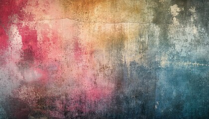 Poster - Multicolored Distressed Wall with Crack and Peeling Paint