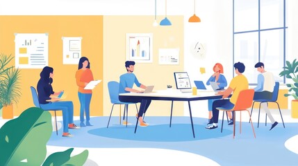 Wall Mural - Team Meeting Illustration