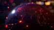 © Virtual Art Studio - A globe of Asia showcases a network of glowing red lines against a textured surface. A colorful bokeh background enhances its futuristic look, symbolizing global connectivity.
