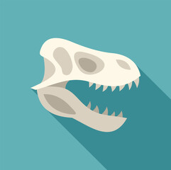 side view of a tyrannosaurus rex skull fossil, highlighting its menacing teeth and bone structure, s
