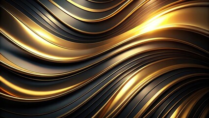 Wide-angle black and gold abstract luxury background