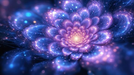 Wall Mural - purple blue shiny background, fractal style glossy neon colors wallpaper