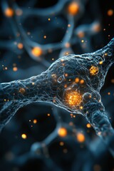 Wall Mural - close-up of neural network connections with glowing synapses in futuristic digital environment