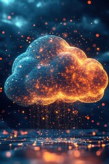 Wall Mural - futuristic digital cloud with glowing particles and data streams in a high-tech environment