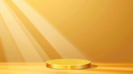 Wall Mural - experience the stunning beauty of a golden circle podium, illuminated by radiant light effects, crea
