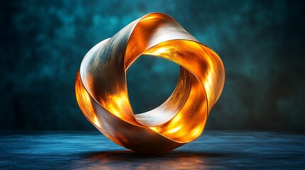 Golden Oil Spiral 3D Abstract Rendering