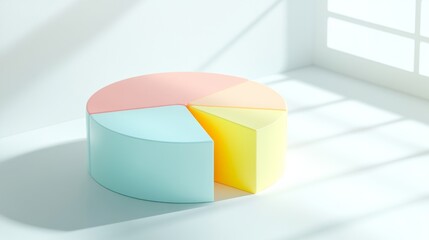 Fototapete - Vibrant 3D Pie Chart in Pastel Colors