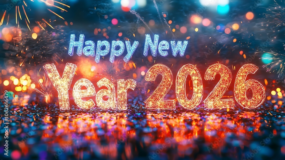 Joyous Celebration Of New Year 2026 With A Stunning Array Of Colorful Joyous Celebration Of New Year 2026 With A Stunning Array Of Colorful