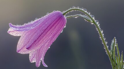 Aufkleber - Delicate Flower with Dewdrops on a Stem