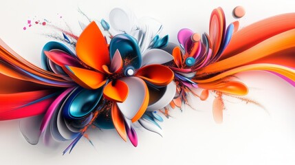 Fototapete - Colorful Abstract Digital Shapes in Layered Design