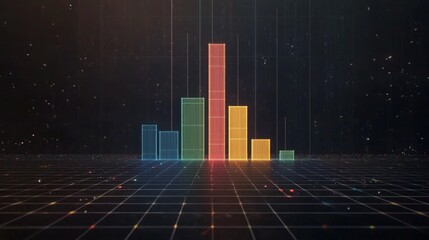 Poster - Glowing Financial Bar Chart on Dark Background