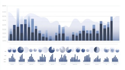 Poster - Minimalistic Line Bar Graph on White Background