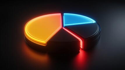 Aufkleber - 3D Glowing Pie Chart on Dark Background