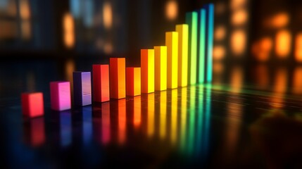Poster - Colorful 3D Bar Graph on Reflective Surface