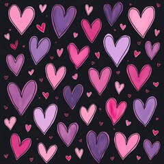 Hand drawn doodle seamless hearts pattern