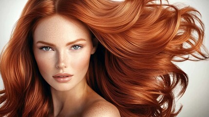 Confident Woman with Voluminous Hair and Radiant Beauty