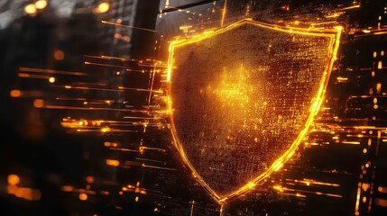 Wall Mural - digital protection. firewall. computer security. digital shield. firewall in the form of a glowing s