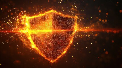 Wall Mural - digital protection. firewall. computer security. digital shield. firewall in the form of a glowing s