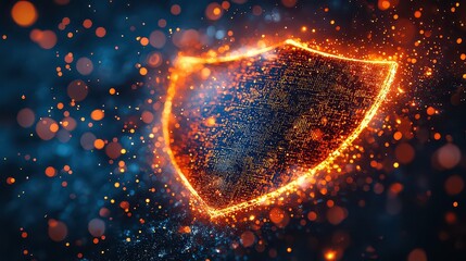 Wall Mural - digital protection. firewall. computer security. digital shield. firewall in the form of a glowing s