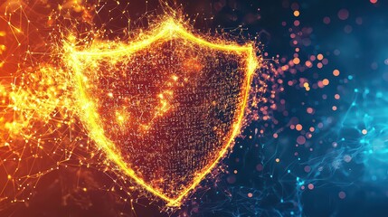 Wall Mural - digital protection. firewall. computer security. digital shield. firewall in the form of a glowing s