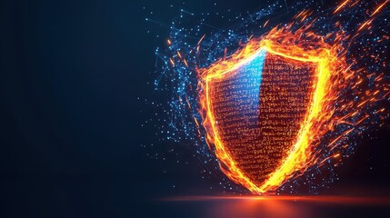 Wall Mural - digital protection. firewall. computer security. digital shield. firewall in the form of a glowing s