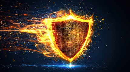 Wall Mural - digital protection. firewall. computer security. digital shield. firewall in the form of a glowing s