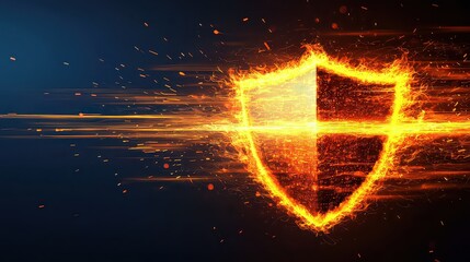 Wall Mural - digital protection. firewall. computer security. digital shield. firewall in the form of a glowing s