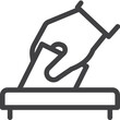 © Pahua - Simple put card into box outline icon on white background