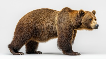 Realistic brown bear isolated on a white background