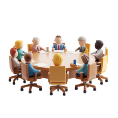 Cartoon People Sitting at a Round Table