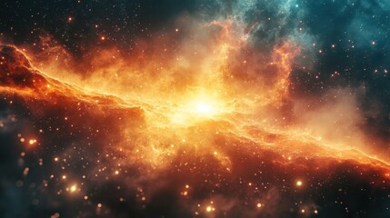 Wall Mural - illustration of a space cosmic background of supernova nebula and stars, glowing mysterious universe