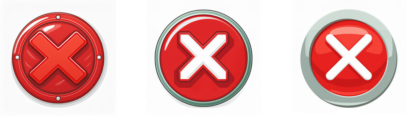 Leinwandbilder - Three red, circular buttons with white X symbols.