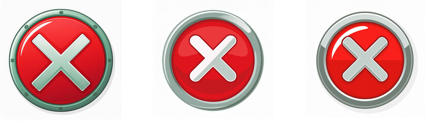 Poster - Three red circular buttons with white 