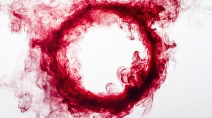 Wall Mural - abstract red smoke ring on a white background.