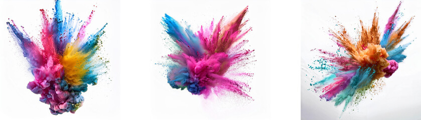 Poster - Three vibrant color explosions burst against a white background.